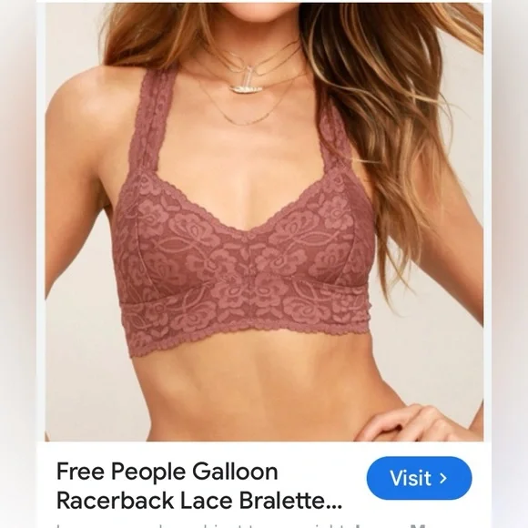 FREE PEOPLE INTIMATELY Racerback Bralette Lace Bralette WOMENS
SIZE L - Picture 9 of 9